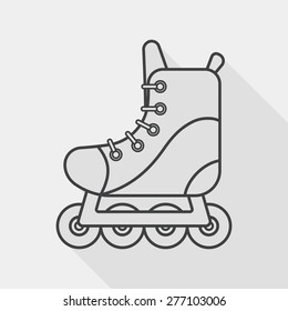 roller skates flat icon with long shadow, line icon