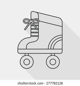 Roller skates flat icon with long shadow, line icon