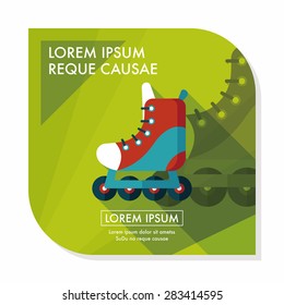 roller skates flat icon with long shadow,eps10