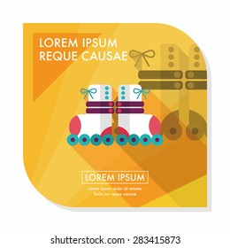 Roller skates flat icon with long shadow,eps10