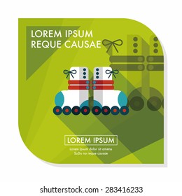 Roller skates flat icon with long shadow,eps10