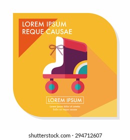 Roller skates flat icon with long shadow