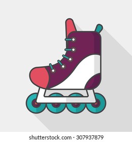 roller skates flat icon with long shadow,eps10