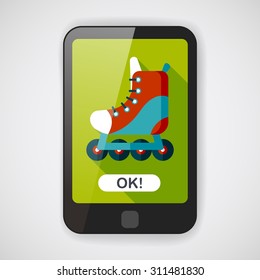 roller skates flat icon with long shadow,eps10