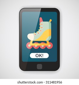 roller skates flat icon with long shadow,eps10