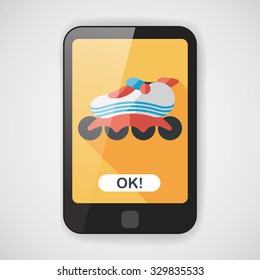roller skates flat icon with long shadow,eps10