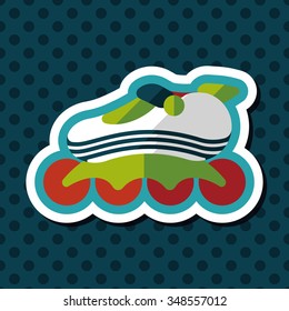 roller skates flat icon with long shadow,eps10