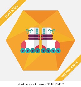 Roller skates flat icon with long shadow,eps10