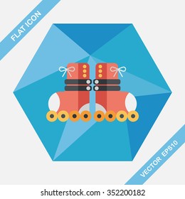 Roller skates flat icon with long shadow,eps10