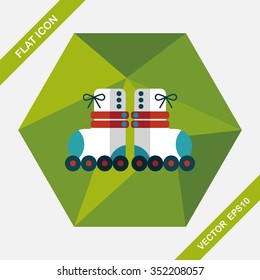 Roller skates flat icon with long shadow,eps10