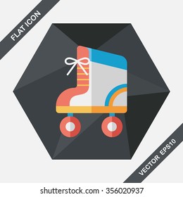 Roller skates flat icon with long shadow