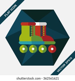 Roller skates flat icon with long shadow