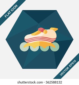roller skates flat icon with long shadow,eps10