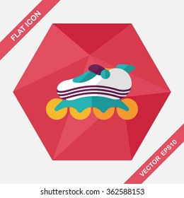 roller skates flat icon with long shadow,eps10