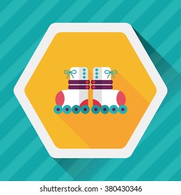 Roller skates flat icon with long shadow,eps10
