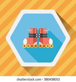 Roller skates flat icon with long shadow,eps10