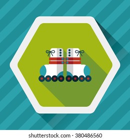 Roller skates flat icon with long shadow,eps10