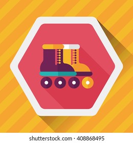Roller skates flat icon with long shadow
