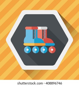 Roller skates flat icon with long shadow