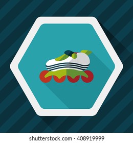 roller skates flat icon with long shadow,eps10