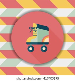 Roller skates flat icon with long shadow