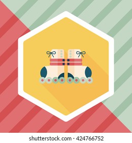 Roller skates flat icon with long shadow,eps10