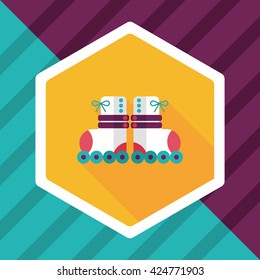 Roller skates flat icon with long shadow,eps10