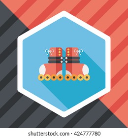 Roller skates flat icon with long shadow,eps10