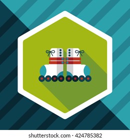 Roller skates flat icon with long shadow,eps10