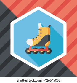 roller skates flat icon with long shadow,eps10