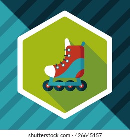 roller skates flat icon with long shadow,eps10