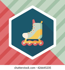 roller skates flat icon with long shadow,eps10