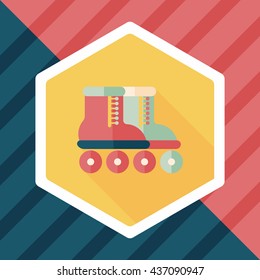 Roller skates flat icon with long shadow