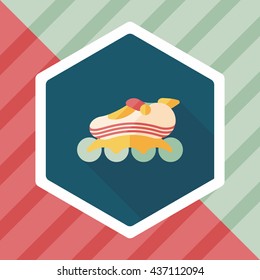 roller skates flat icon with long shadow,eps10
