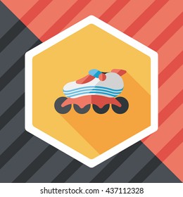 roller skates flat icon with long shadow,eps10