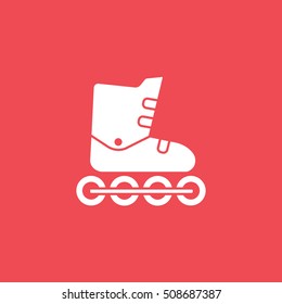 Roller Skates Flat Icon On Red Background