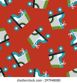 Roller skates flat icon seamless pattern background