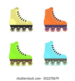 Roller skates in flat style