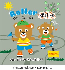 roller skates funny animal cartoon,vector illustration