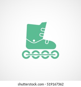 Roller Skates Green Flat Icon On White Background