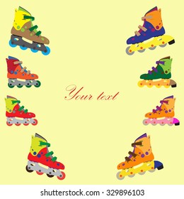 Roller skates. Greeting card. Vector illustration