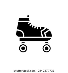 Icono de patines de ruedas Vector de contorno en blanco y negro