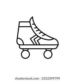 Roller skates icon black and white vector outline sign