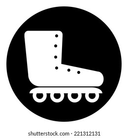 Roller skates icon button on white background. Vector illustration.