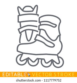Roller Skates icon. Editable stroke sketch icon. Stock vector illustration.
