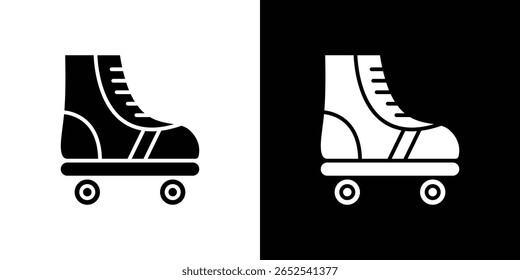 Roller skates icon in flat version on black and white background