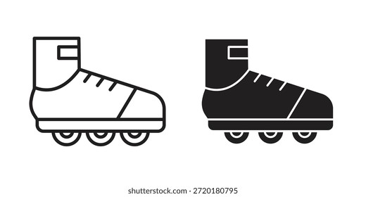 Rollschuhe Symbol im Liniendesign. Einfacher Symbolvektor