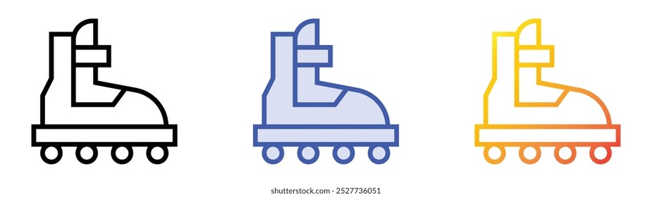 roller skates icon. Linear, Blue Fill and Gradient Style Design Isolated On White Background