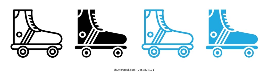 Roller skates icon logo set vector