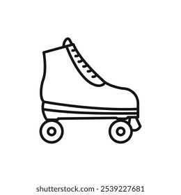 Roller skates icon outline collection or set in black and white